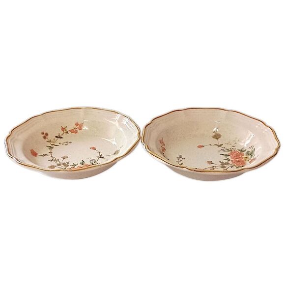 2 Mikasa Garden Club Silk Bouquet Bowls Soup Cereal Stoneware Vintage Cottage - Picture 10 of 16